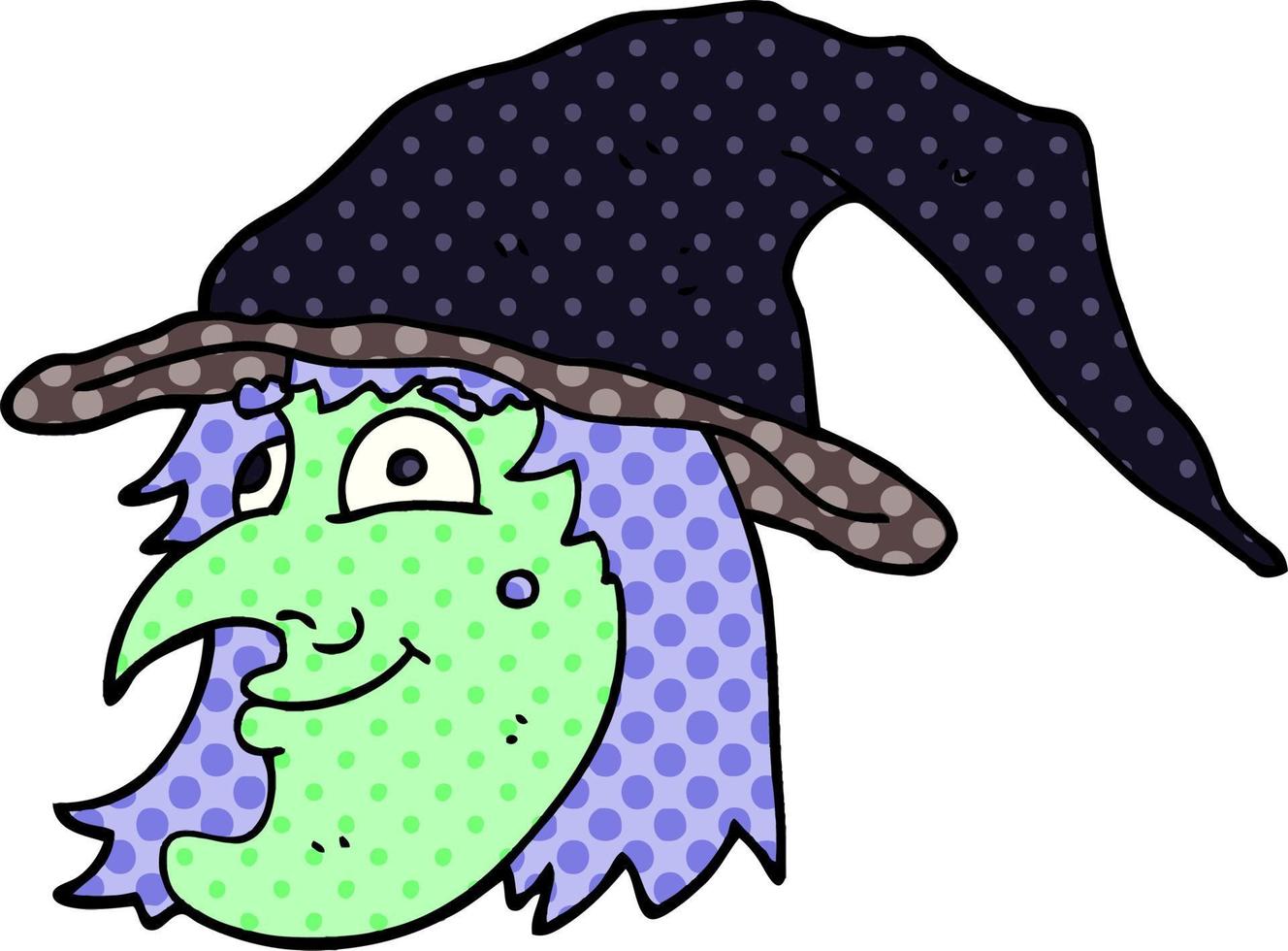cartoon doodle witch face vector