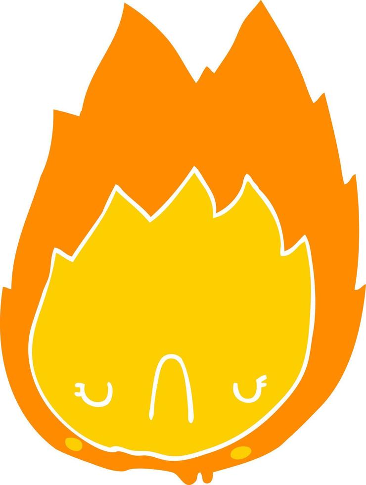 flat color style cartoon unhappy flame vector