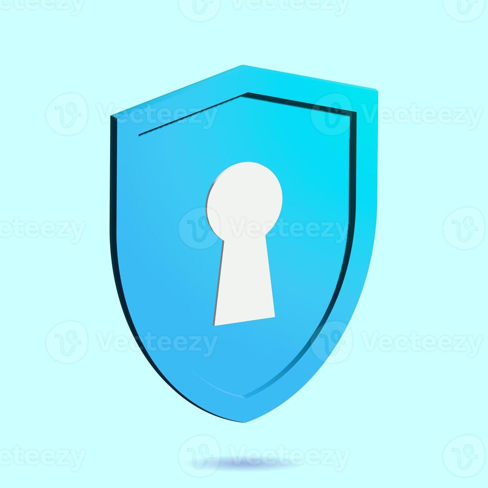 3D Cyber Security Blue Vector, Line Icon, flat design. photo