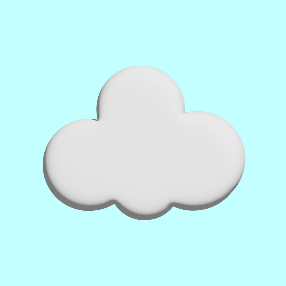 nube 3d blanca aislada en un fondo azul. foto