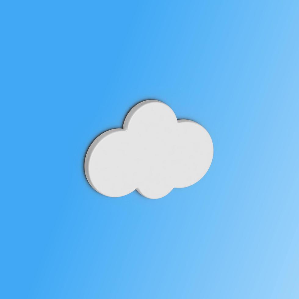 White 3d cloud isolated on a blue background. photo