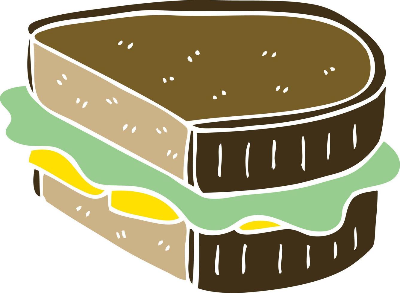 sándwich cargado de doodle de dibujos animados vector