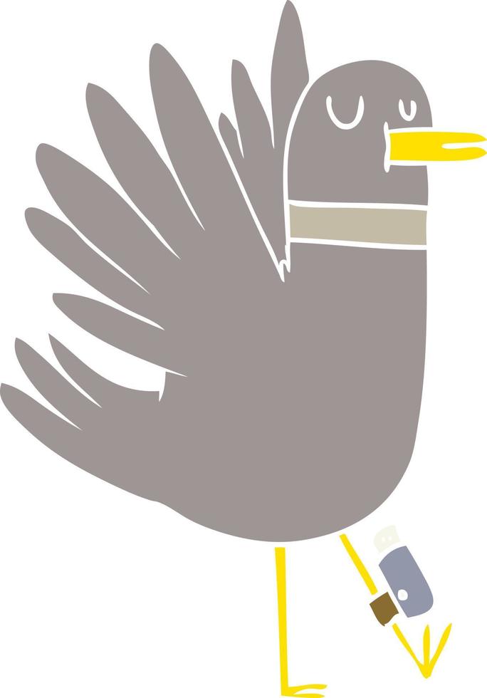flat color style cartoon bird vector