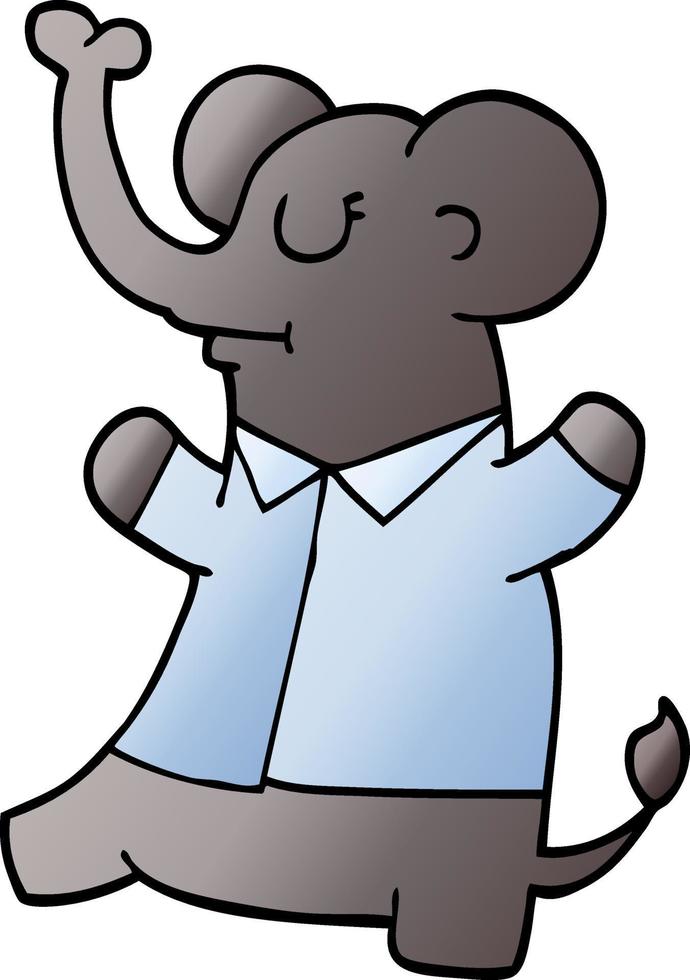 cartoon doodle standing elephant vector