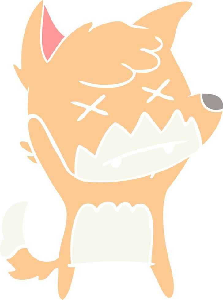 flat color style cartoon cross eyed fox vector