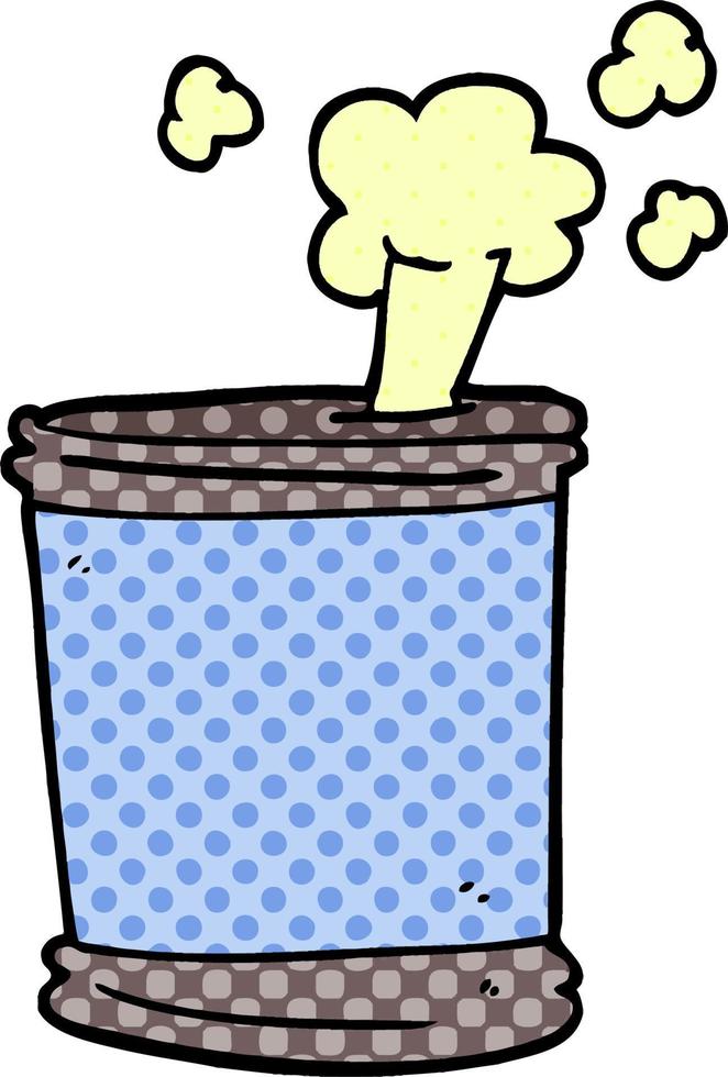 cartoon doodle bursting can of food vector