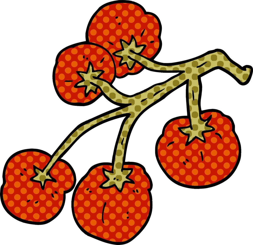 cartoon doodle tomatoes on vine vector