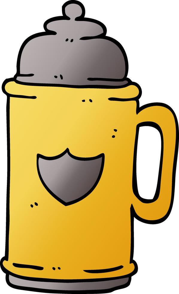 cartoon doodle golden tankard vector