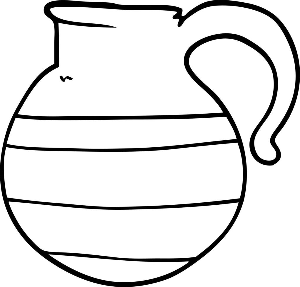 line drawing cartoon of a jug vector