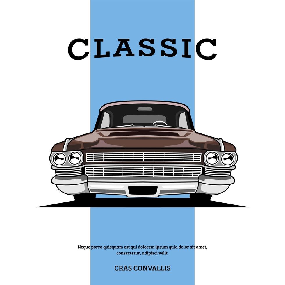 coche clásico retro vintage ilustración diseño vector