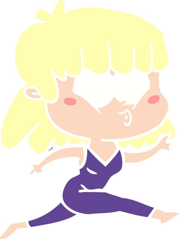 flat color style cartoon woman running vector