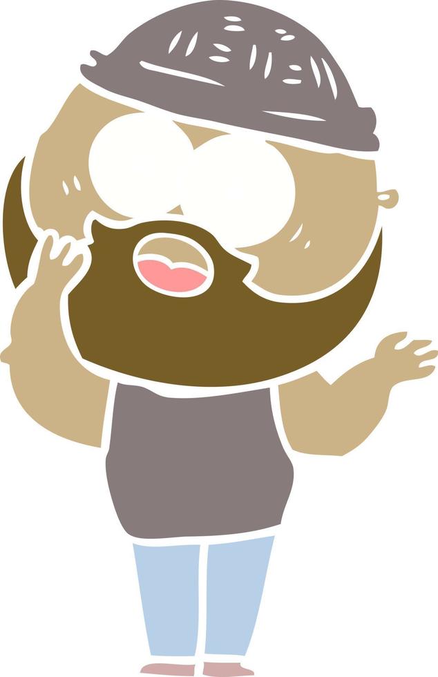 flat color style cartoon bearded man vector