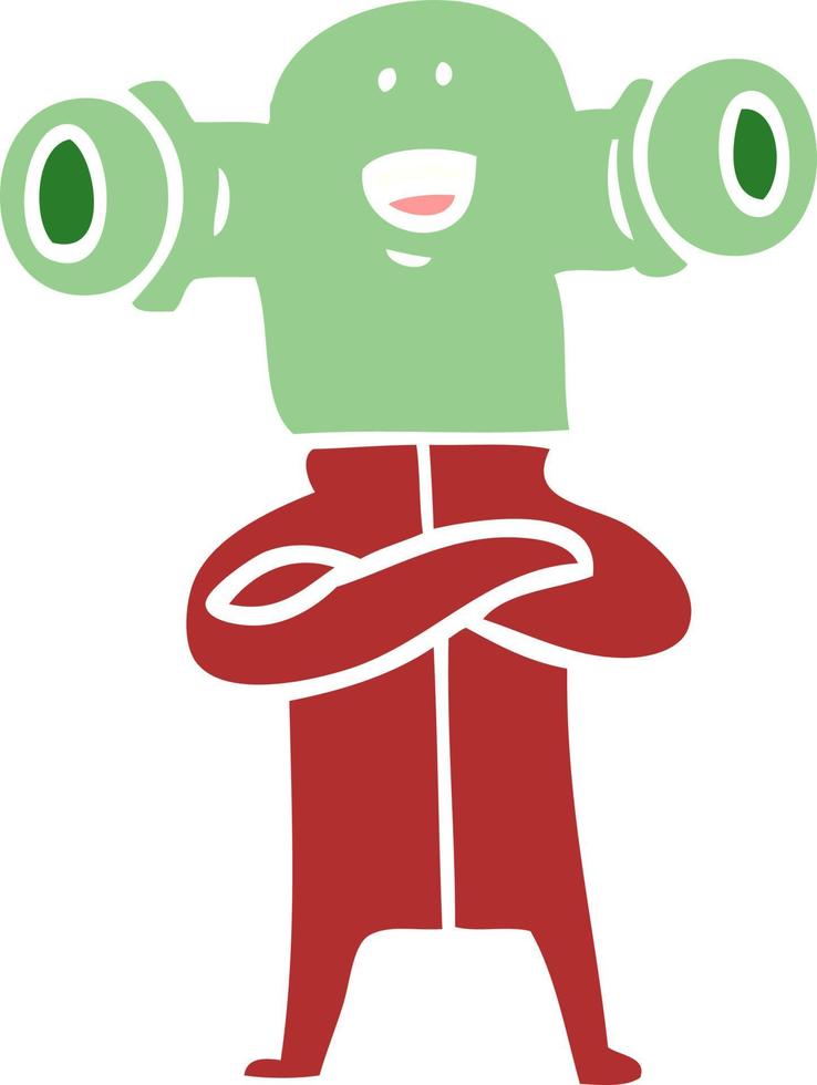 friendly flat color style cartoon alien vector