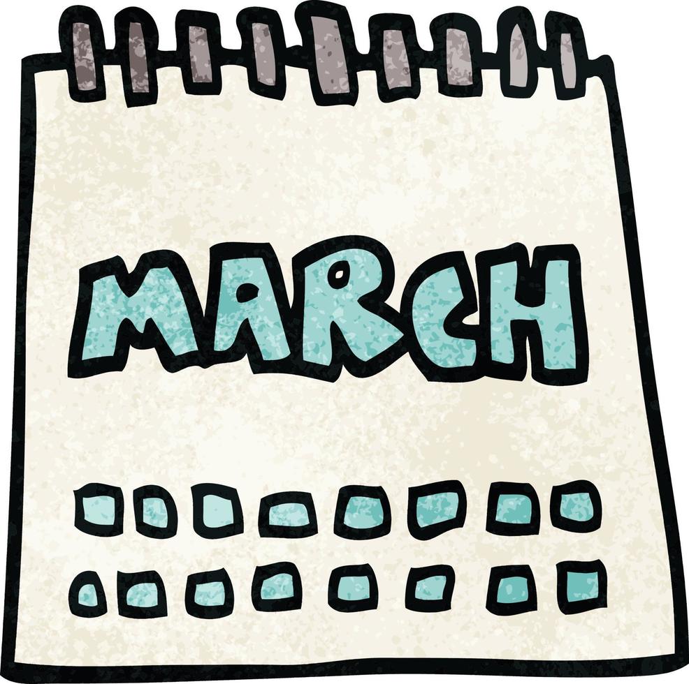 cartoon doodle calendar showing month of march vector
