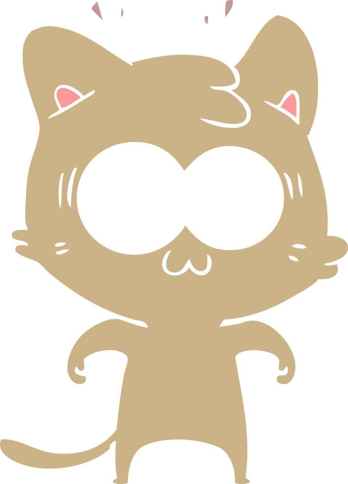 gato sorprendido de dibujos animados de estilo de color plano vector