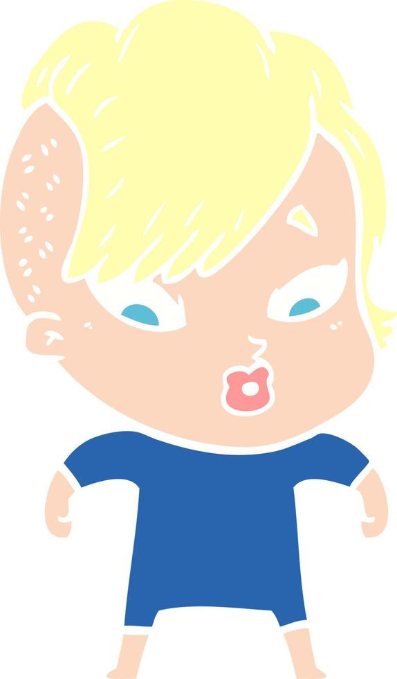 flat color style cartoon surprised girl vector