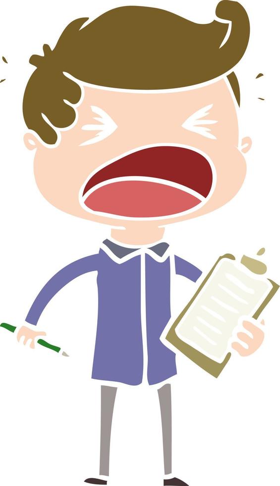 flat color style cartoon shouting salesman vector