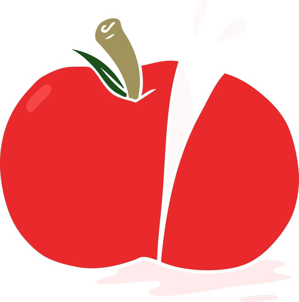 manzana en rodajas de dibujos animados de estilo de color plano vector