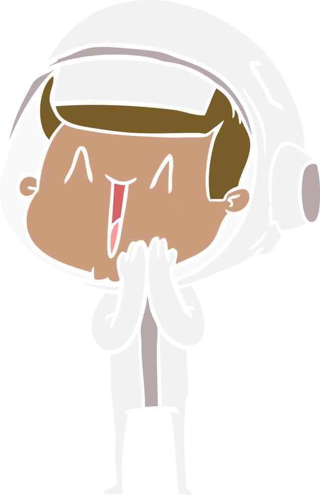 happy flat color style cartoon astronaut vector