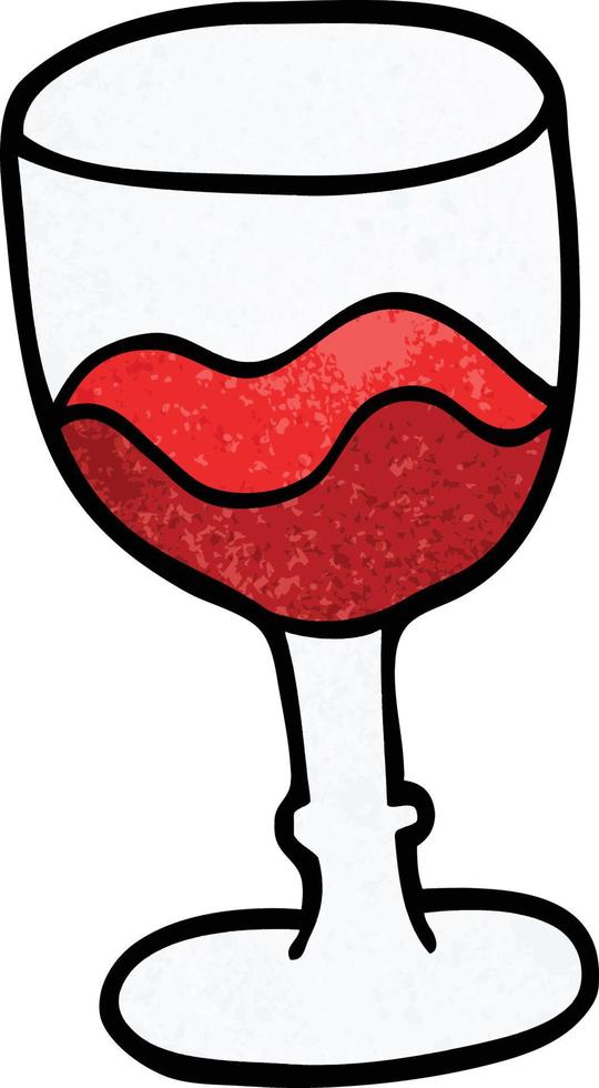 cartoon doodle glass of red wine vector