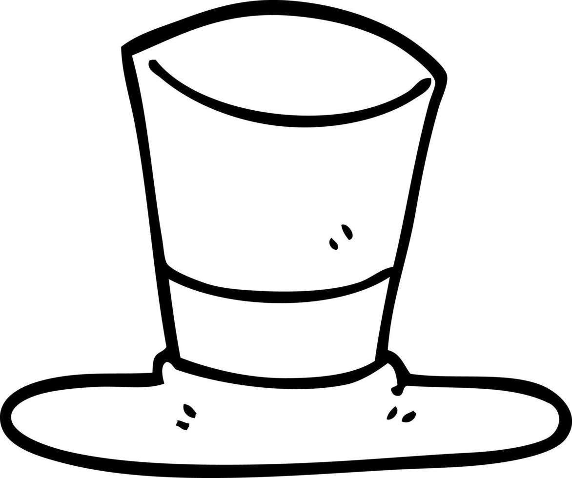 line drawing cartoon top hat vector