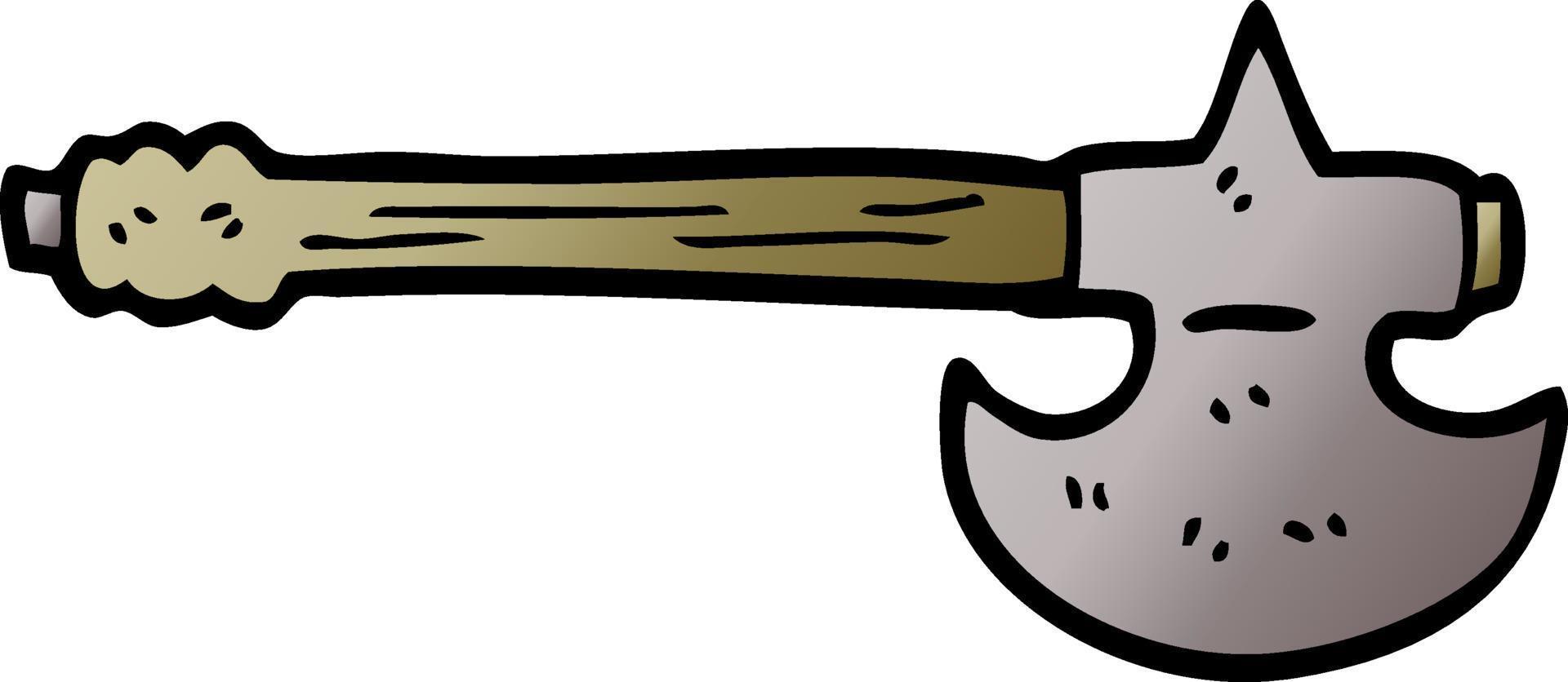 cartoon doodle medieval axe vector