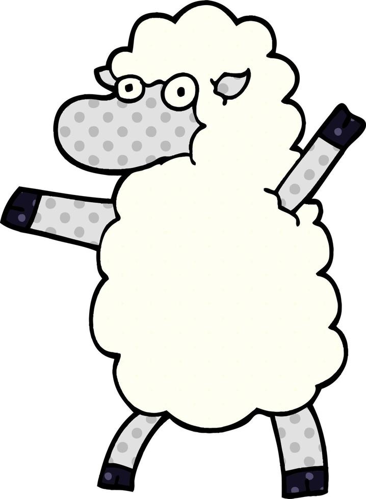 cartoon doodle sheep standing upright vector