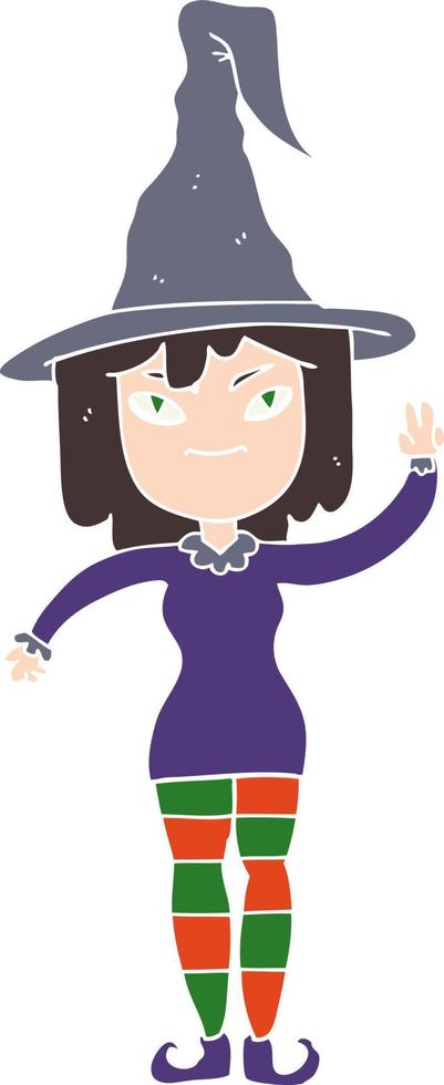 flat color style cartoon witch vector