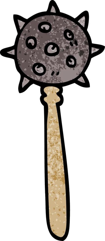 cartoon doodle medieval mace vector