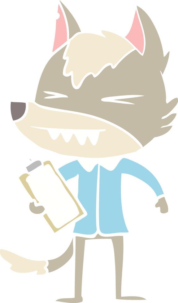 angry wolf flat color style cartoon vector