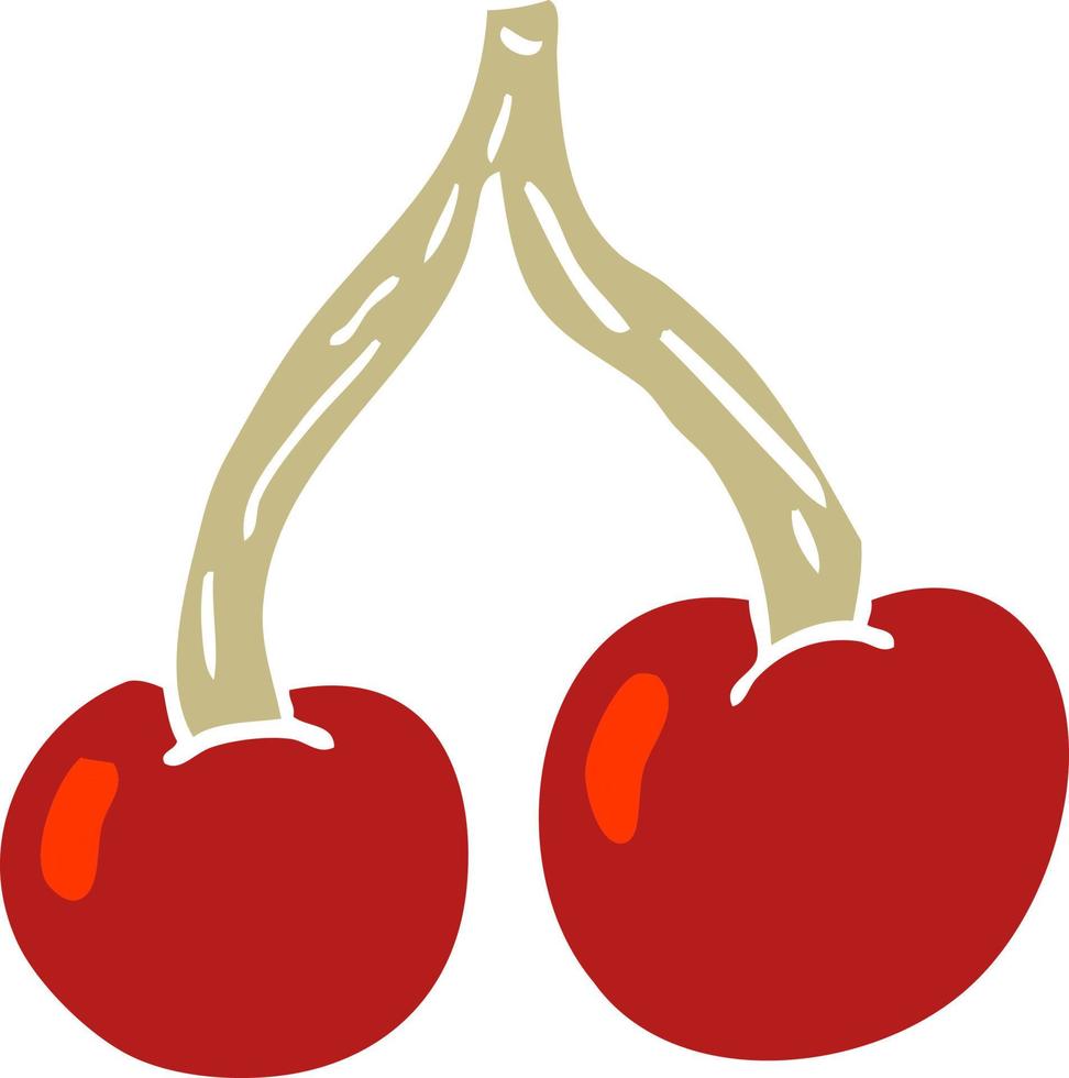 cartoon doodle ripe cherries vector