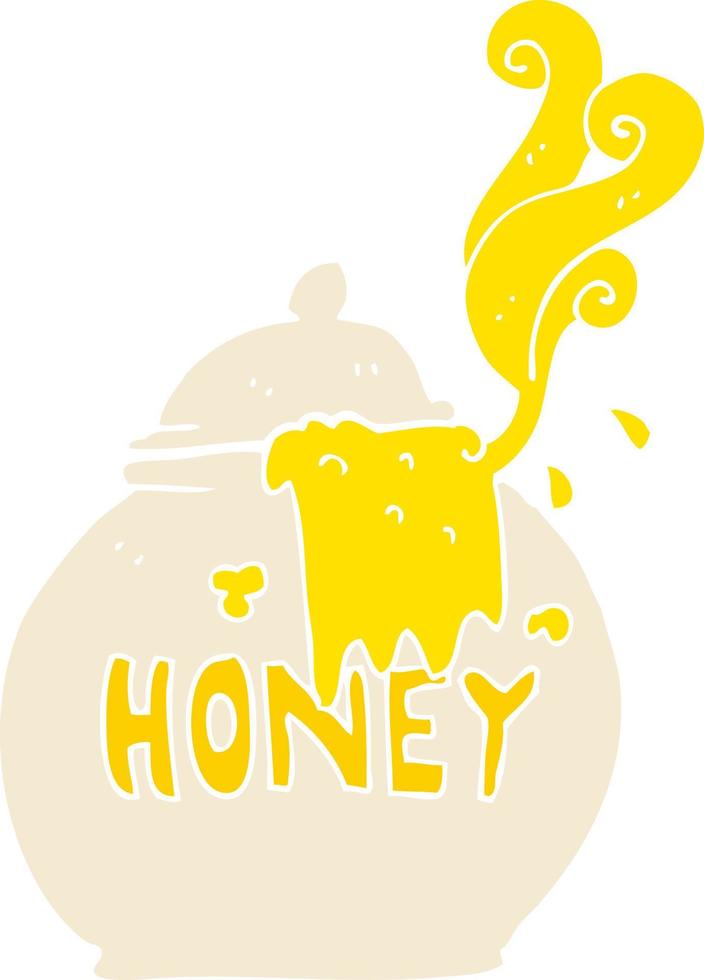 ilustración de color plano de un tarro de miel de dibujos animados vector
