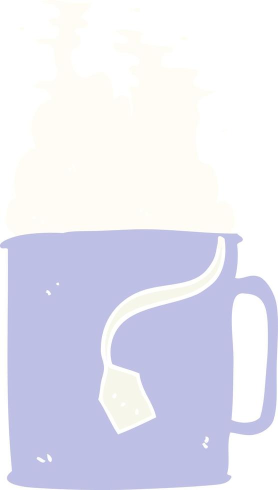 flat color illustration of a cartoon mug of tea vector