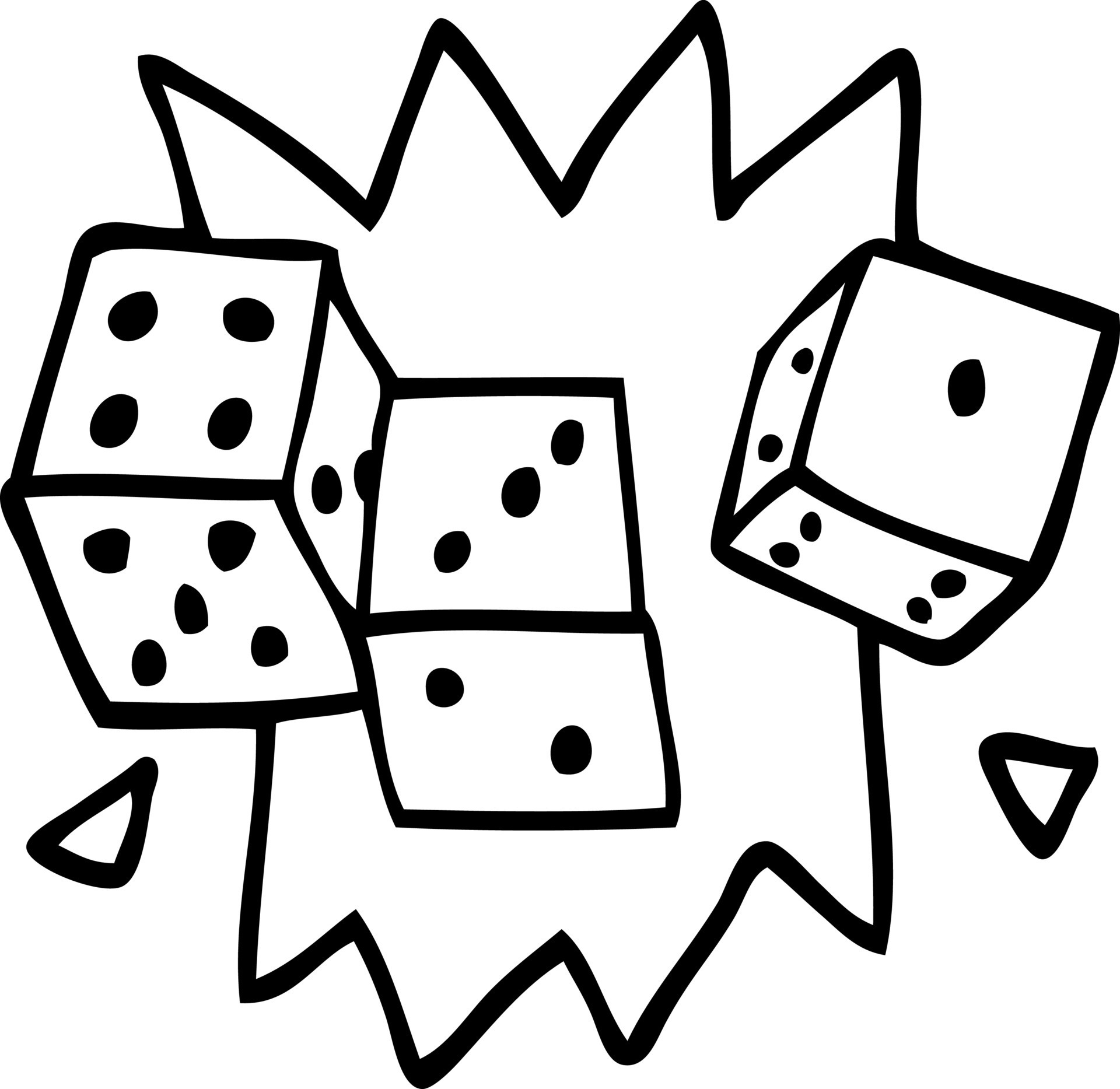 line drawing cartoon lucky dice 12198754 Vector Art at Vecteezy