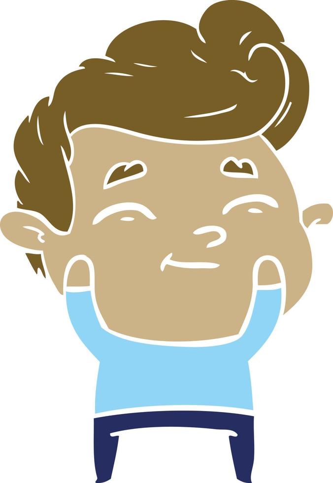happy flat color style cartoon man vector