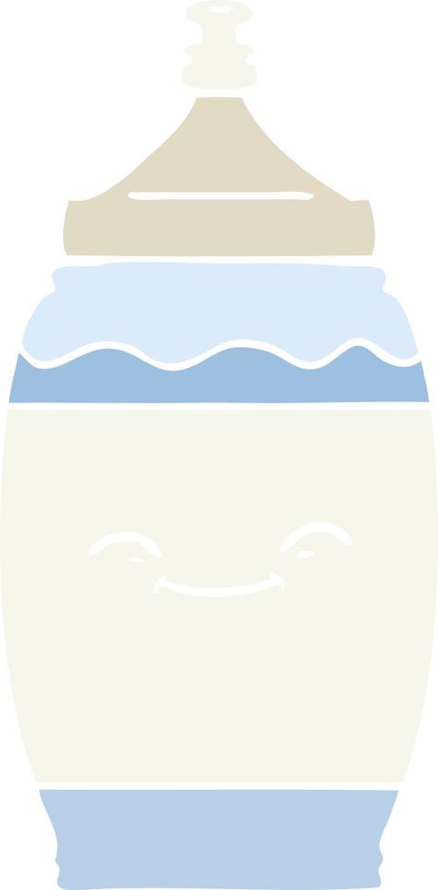 botella de agua feliz de dibujos animados de estilo de color plano vector