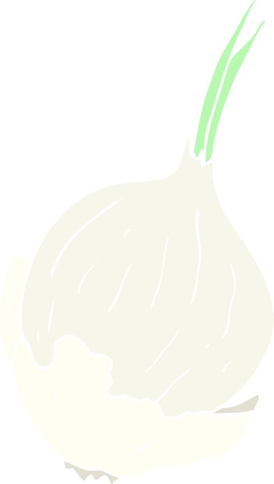 flat color illustration of a cartoon garlic vector