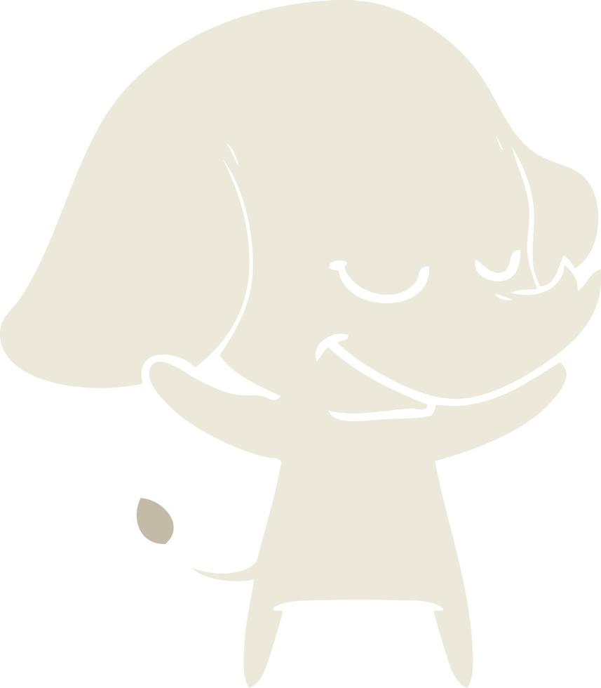 flat color style cartoon smiling elephant vector