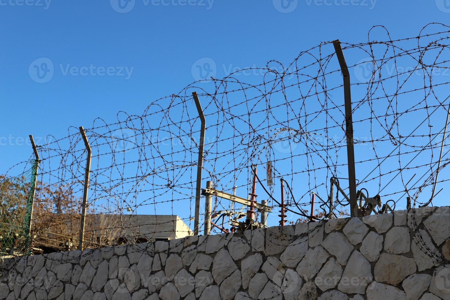 Fence in the city park on the shores of the Mediterranean Sea. photo