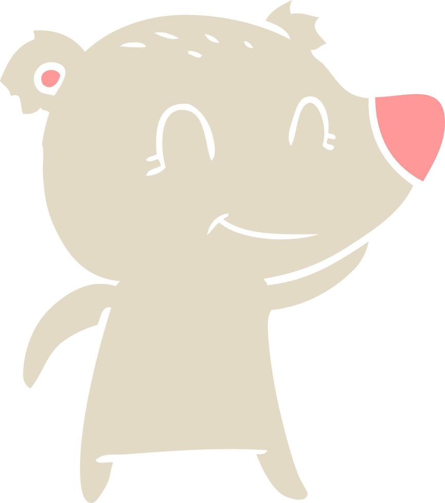 smiling bear flat color style cartoon vector