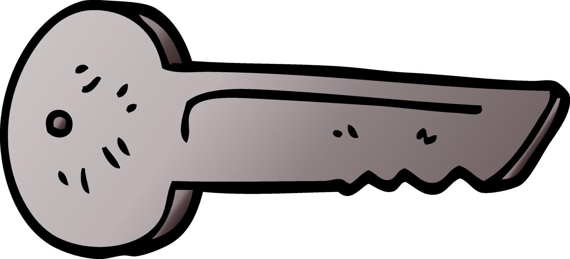 caricatura, garabato, metal, llave vector