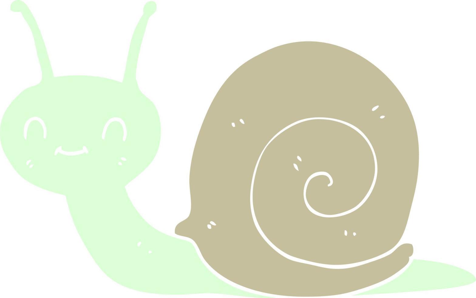 ilustración de color plano de un caracol lindo de dibujos animados vector