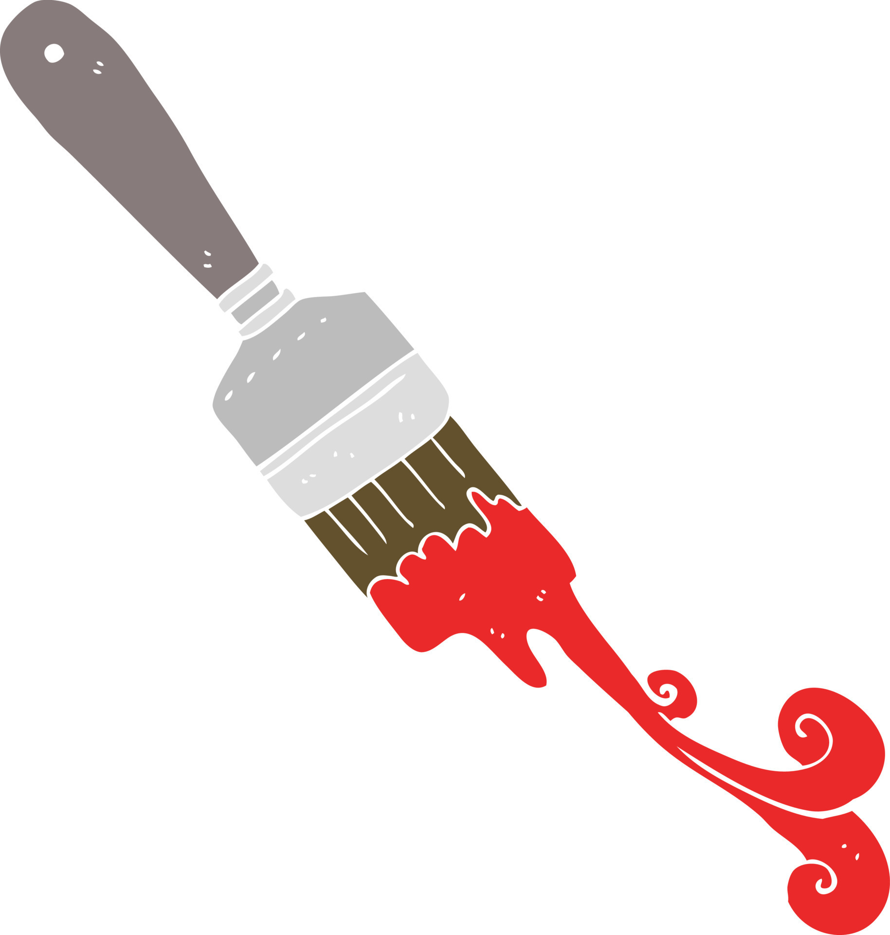 flat color illustration of a cartoon paint brush dripping 12198982