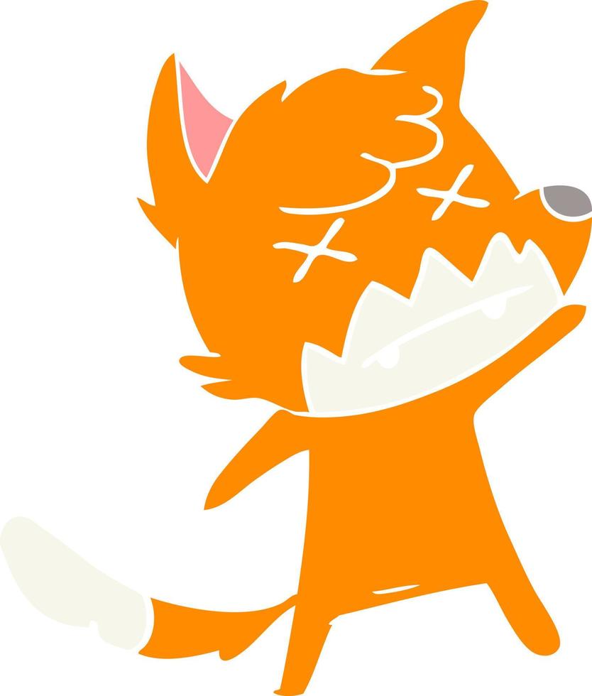 flat color style cartoon cross eyed fox vector