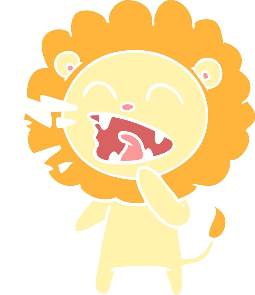 flat color style cartoon roaring lion vector