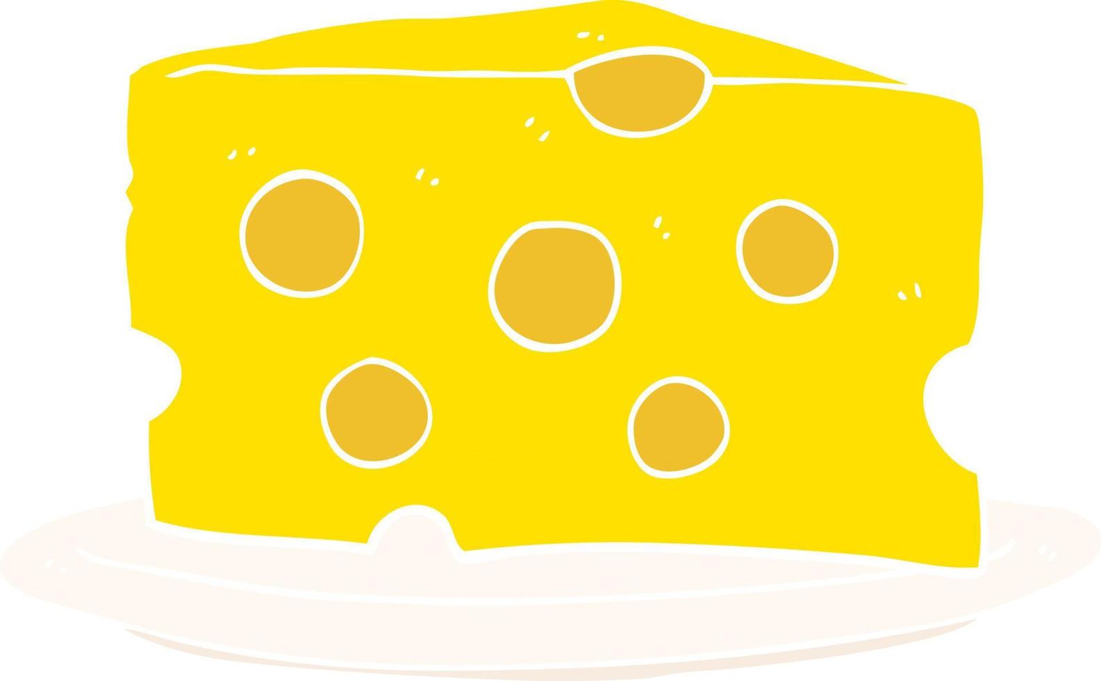 flat color illustration of a cartoon cheese vector