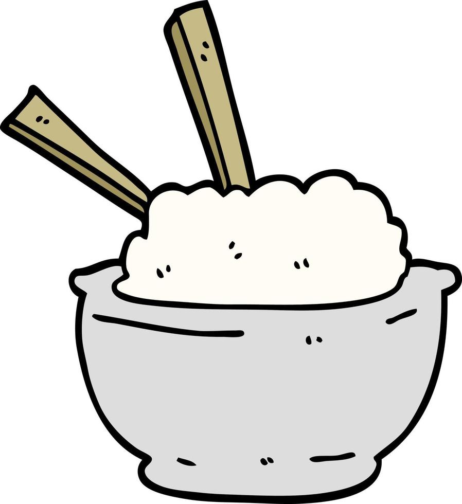 cartoon doodle bowl of rice vector