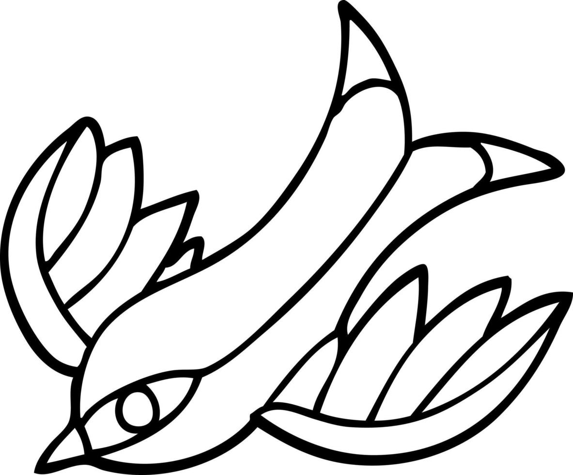 line drawing cartoon tattoo swallow symbol vector