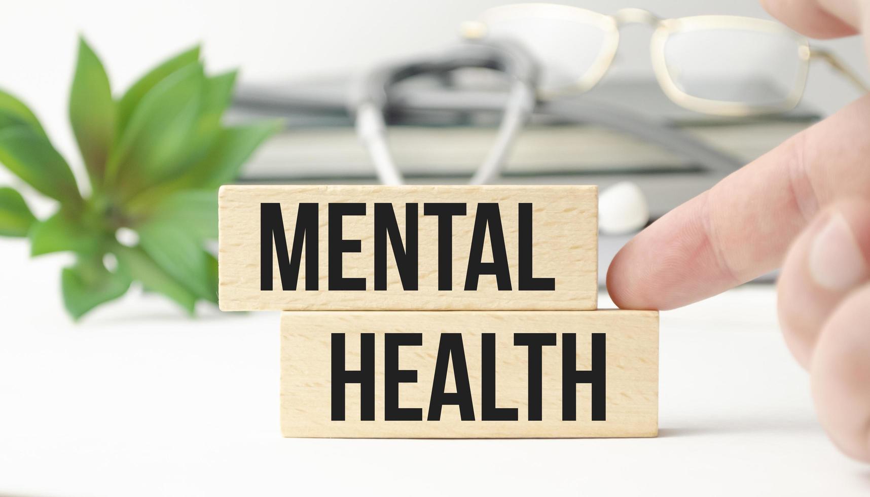 mental health text long banner on grey background photo