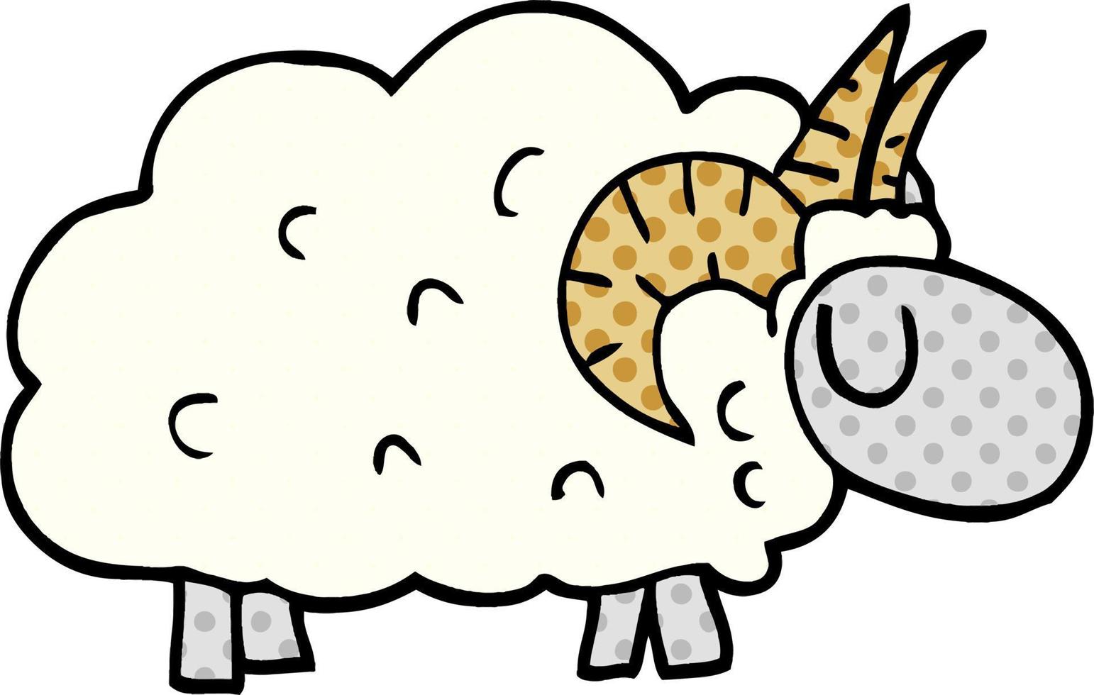 cartoon doodle sheep with horns vector